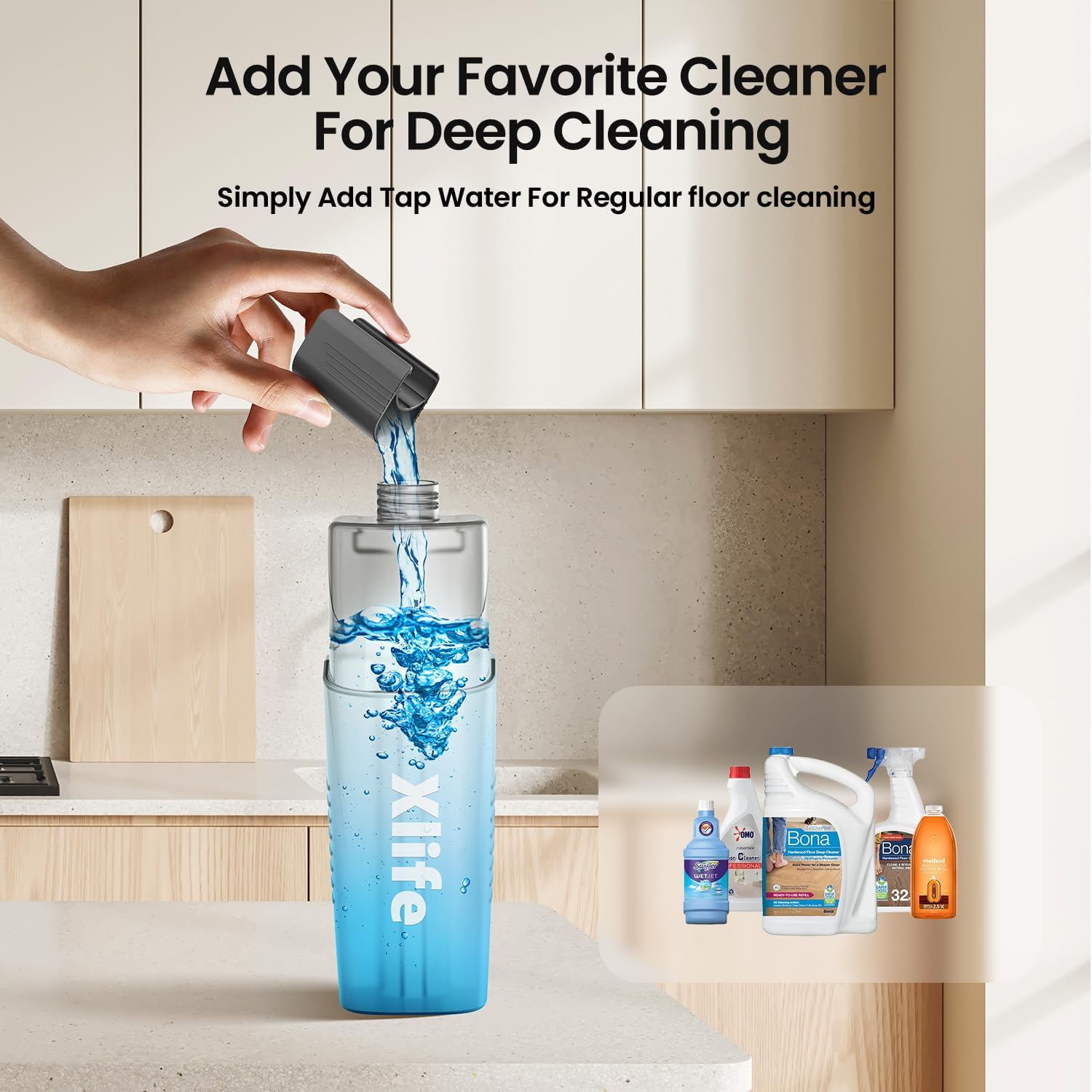 Spray Mops for Floor Cleaning, Xlife Microfiber Dust Mop with 3 Washable Pads Mop with Sprayer Wood Mops Commercial Home Use for Wood Hardwood Laminate Ceramic Tiles Floor-Gray (No Cleaner)