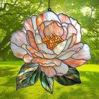 Pastel Pink Peony Acrylic Suncatcher Stained Glass Effect Window Car Hanging - Image 3