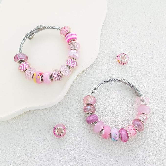 Large Hole Beads Spacer Beads Pink Assorted European Craft Big Beads Large Hole - Image 3