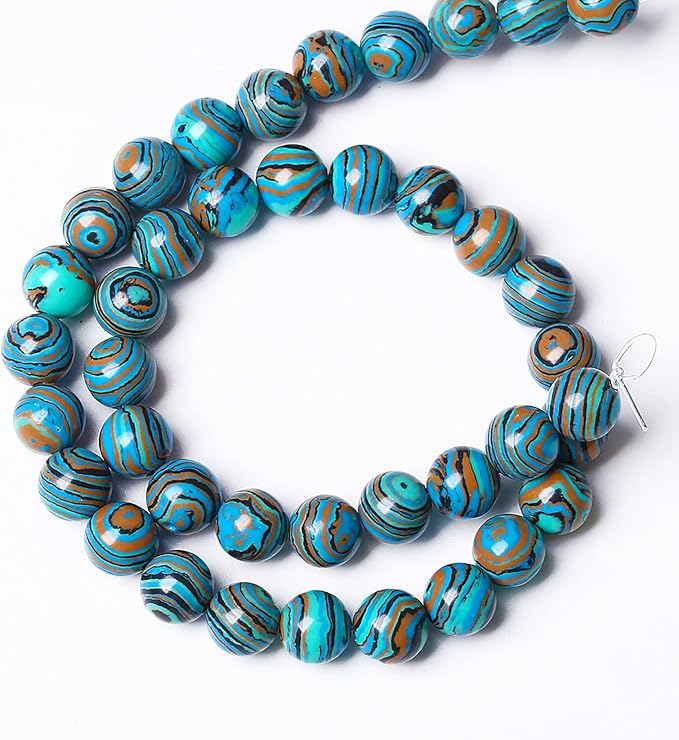 180PCS 4mm Blue Malachite Stone Beads Round Loose Gemstone Beads - Image 5