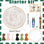 INFUNLY Squirrel Punch Needle Embroidery Kit 8.7 Inch Round Punch Needle Craft - Image 2