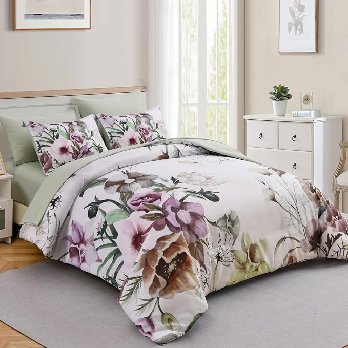 Luxudecor Floral Comforter Set Full Size 7 Piece, Elegant Floral Comforter - Image 2