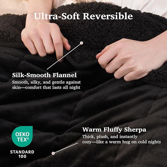 Sivio Weighted Blanket for Adult, 20 lbs Sherpa Heavy Throw - Image 3