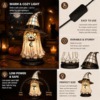 Resin Black Cat Witch Hat Table Lamp - Image 3