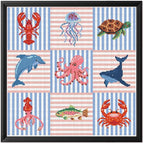 FREEBLOSS 11CT Cross Stitch Kits Striped Sea Animal Stamped Embroidery Kits by FreeandCreativeCraftsArt