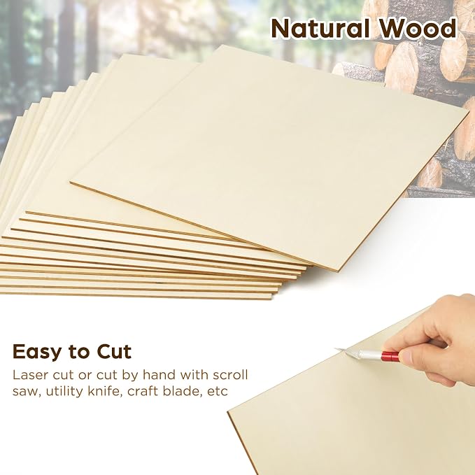 LotFancy Basswood Sheets for Craft, 12 Pack, 3mm Thick Plywood Sheets, - Image 3