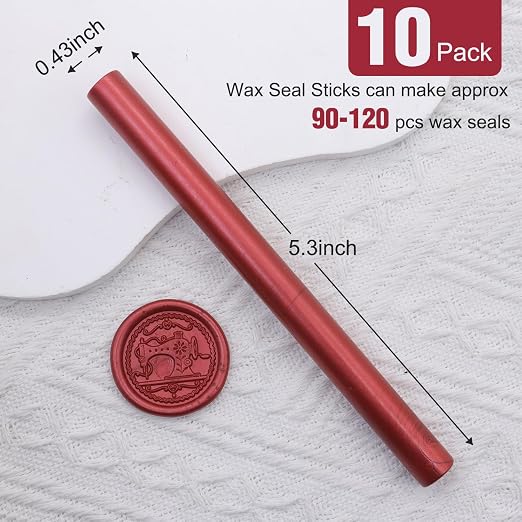Metallic Red Sealing Wax Sticks, HOSEALING 10pcs Wine Red Glue Gun Sealing Wax - Image 3