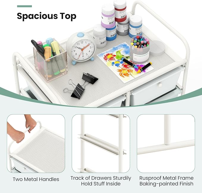 BECOMFORT 10-Drawer Rolling Cart - Image 6