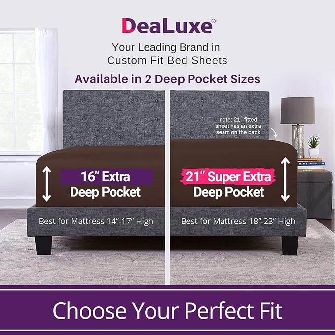 XL Twin Sheets Deep Pockets Fitted – Twin XL Fitted Sheets Only – 21” Fitted - Image 2