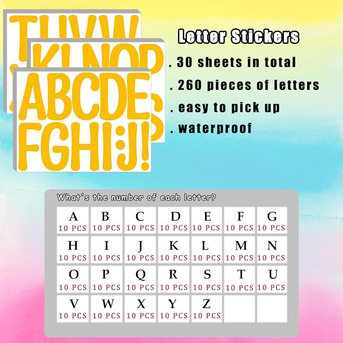 Bemeol 30 Sheets Large Letter Stickers 4 Inch Alphabet Letter Stickers Self - Image 2