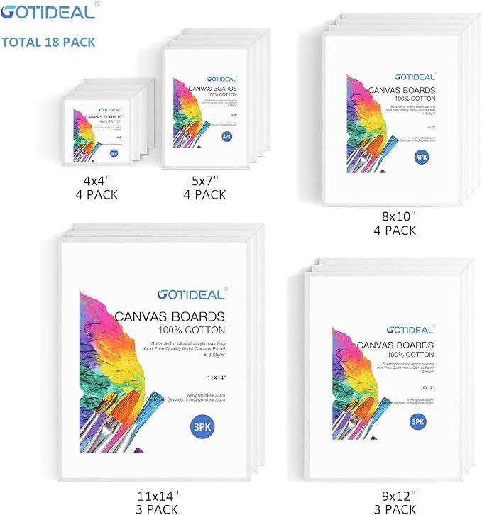 GOTIDEAL Canvas for Painting -18 Pack, 11x14 Canvas Boards for Painting - Image 4