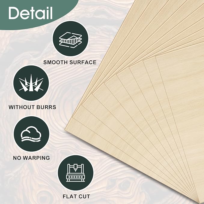 20 Pack Basswood Sheets 1/8x12x12 Inch 3mm Basswood - Image 3