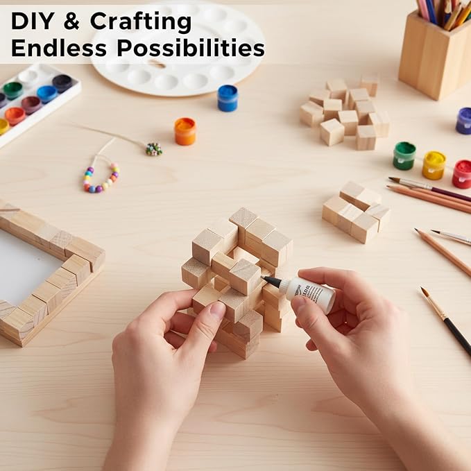 1000Pcs Wooden Blocks for Crafts, Unfinished Wood Cubes, 1cm Natural Pine Small - Image 5