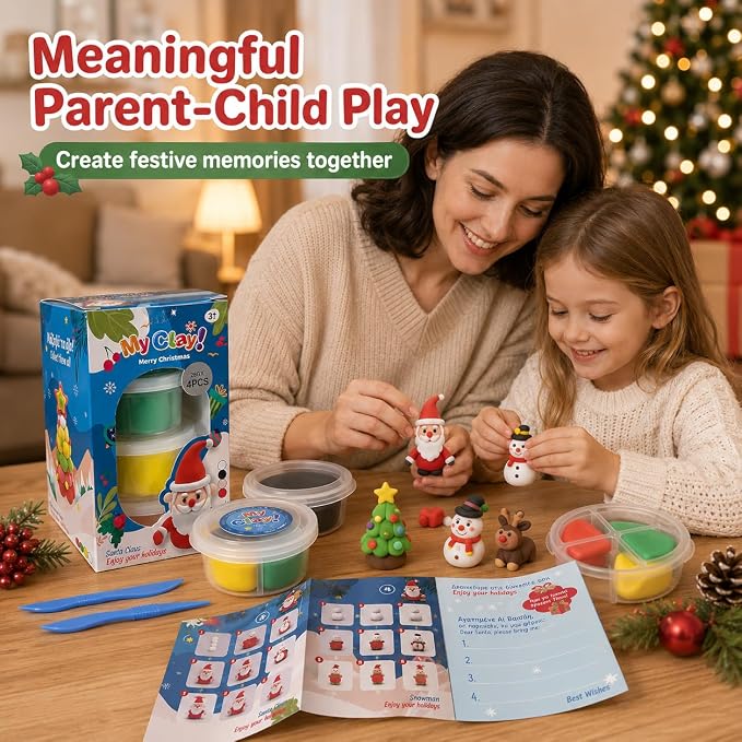Air Dry Clay for Kids, 4 Christmas Mini Modeling Clay Sets, DIY Snowman Model - Image 6