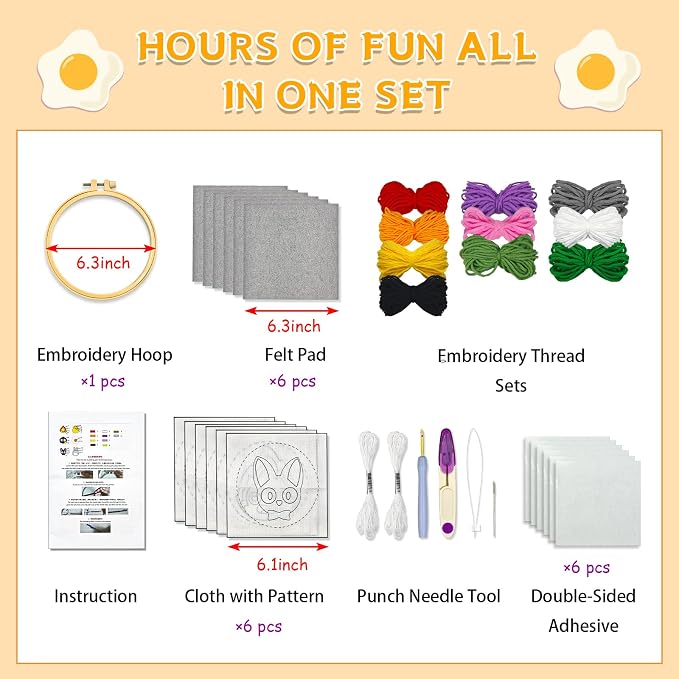 PUNICA Punch Needle Kit for Beginners, Kids & Adults Coaster Set of 6, Easy DIY - Image 6