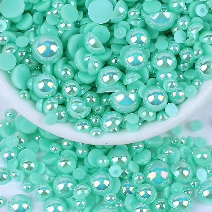 2000PCS AB Color Imitation Half Round Pearls Bead Loose Beads Gems, Mixed Sizes by UYTRDVG