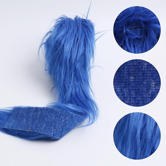 Shaggy Plush Faux Fur Fabric Precut Strips Sapphire Blue Fur Fluffy Fuzzy Craft - Image 2