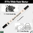 Thboxes 10 Pack Black Paint Markers, Dual-Tip Acrylic Paint Pen Fine Tip and - Image 2