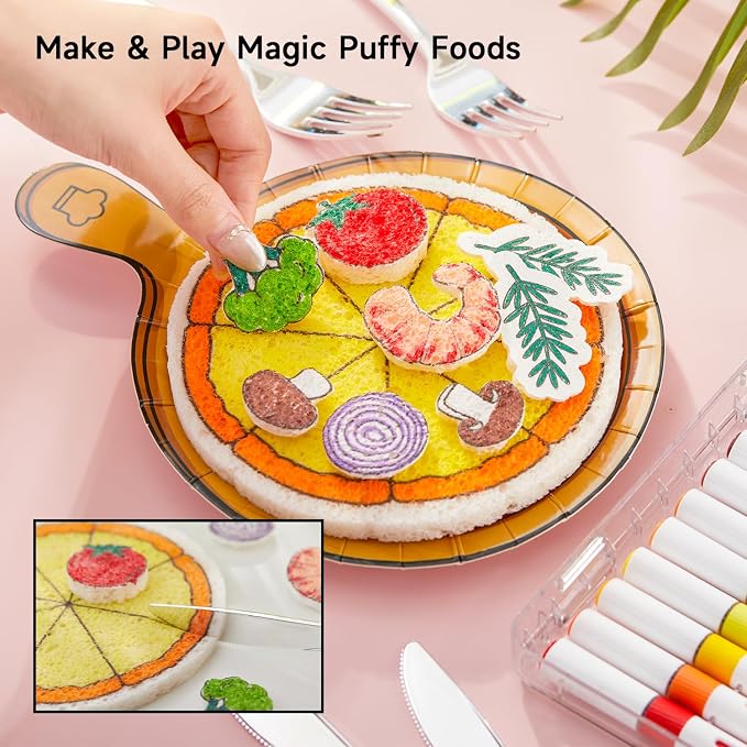 Shuttle Art 104 Pcs Magic Foam Texture Painting Kit Food Series: 34 Food Foam - Image 4