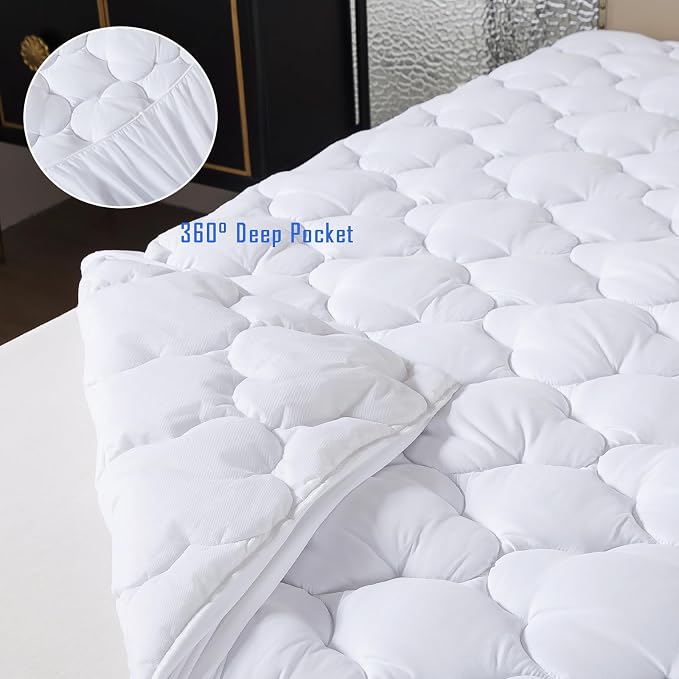 WhatsBedding Full Mattress Pad, Fitted Full Mattress Protector Soft - Image 4