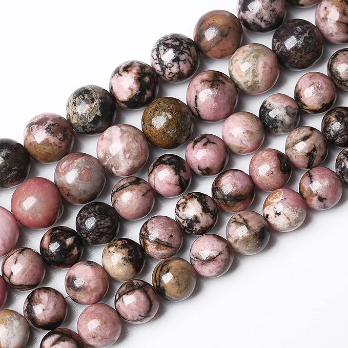4mm 90pcs Natural Black Lace Rhodonite Beads Healing Power Stones Round Loose by NaturalStoneBeads