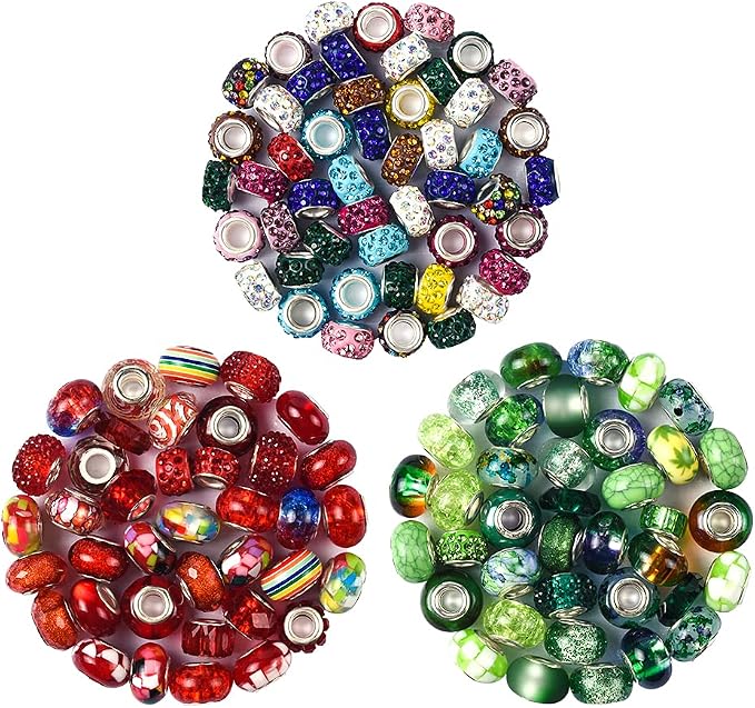 Aipridy Assortment European Large Hole Beads Spacer Beads Rhinestone Craft Beads - Image 2