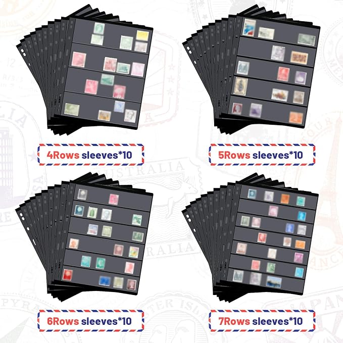 40 Sheets 80 Page Stamp Pages Collector Album Page 9 Hole Standard Stamp - Image 3