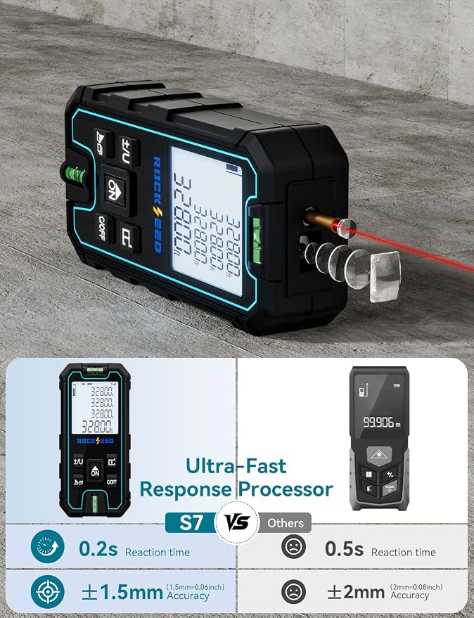 Laser Measuring Tool 165 Feet, RockSeed Portable Laser Measure, Digital - Image 2