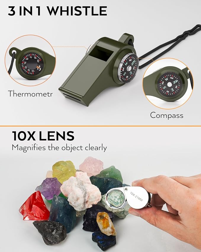 INCLY 26PCS Upgrade Geology Rock Pick Hammer Kit, 33.8 oz Hammer & 4 PCS - Image 4