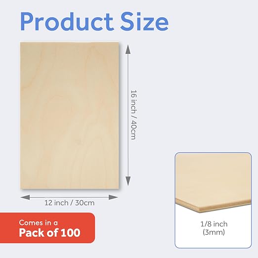 3 mm Baltic Birch Plywood 1/8 x 12 x 16 Inch, Box of 100 B/BB Grade Craft Wood - Image 2