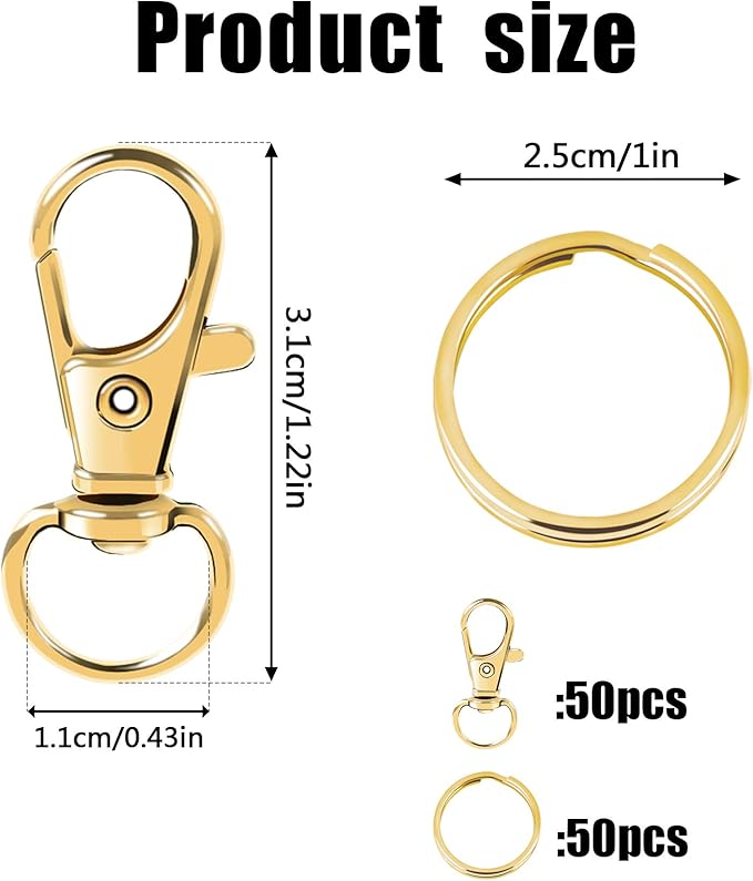 100PCS Gold Swivel Clasps Lanyard Snap Hooks - Image 2