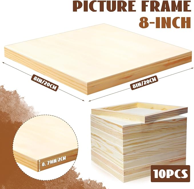 FSWCCK 10 Pack 8 x 8 inch Wood Panel Boards, Unfinished Wood Canvas Panels - Image 2