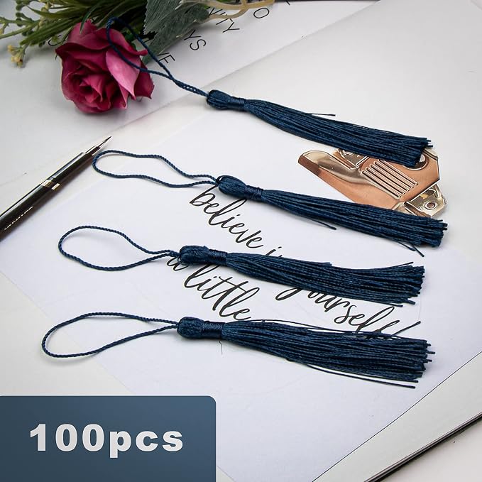 VAPKER 100 Pieces Dark Teal Color 13cm/5-Inch Silky Handmade Soft Tassels Floss - Image 4