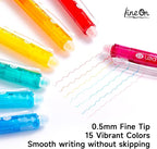 Lineon Erasable Gel Pens, 15 Colors Retractable 0.5mm Fine Point Erasable Pens - Image 5