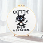 Cute Cat Embroidery Kits for Beginners Adults, Coffee Hand Embroidery Starter - Image 7