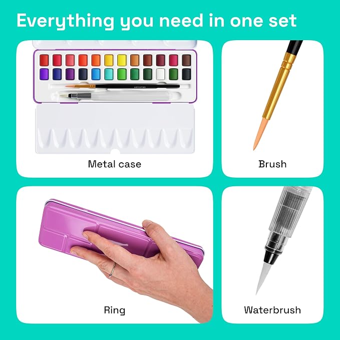 ARTISTRO 24 Color Watercolor Paint Set - Image 2