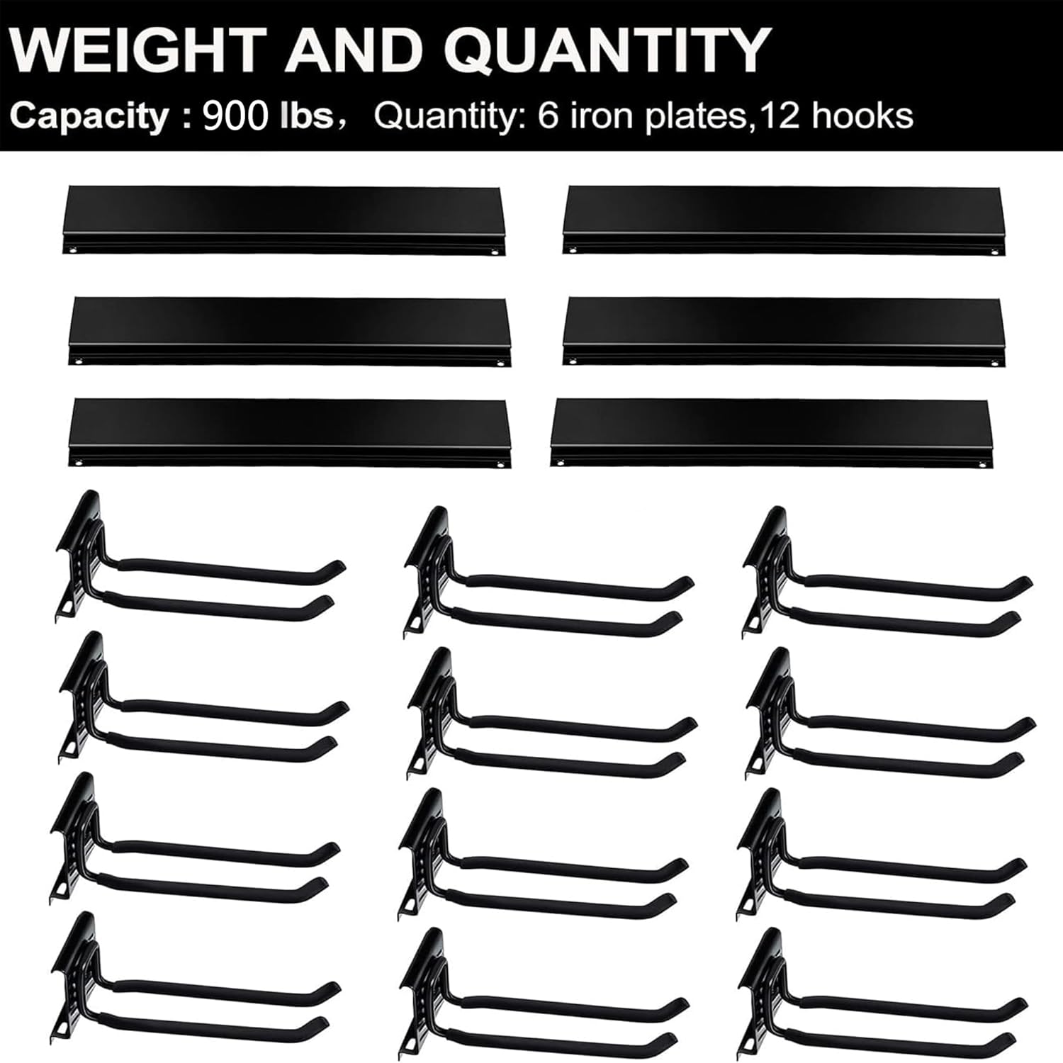 Wallmaster Garage Storage Organization Wall Mount, Garden Tool Rack Organizer Heavy Duty Folding Chair Hangers with 12 Adjustable Hooks 96inch Tracks Max Load 900lb