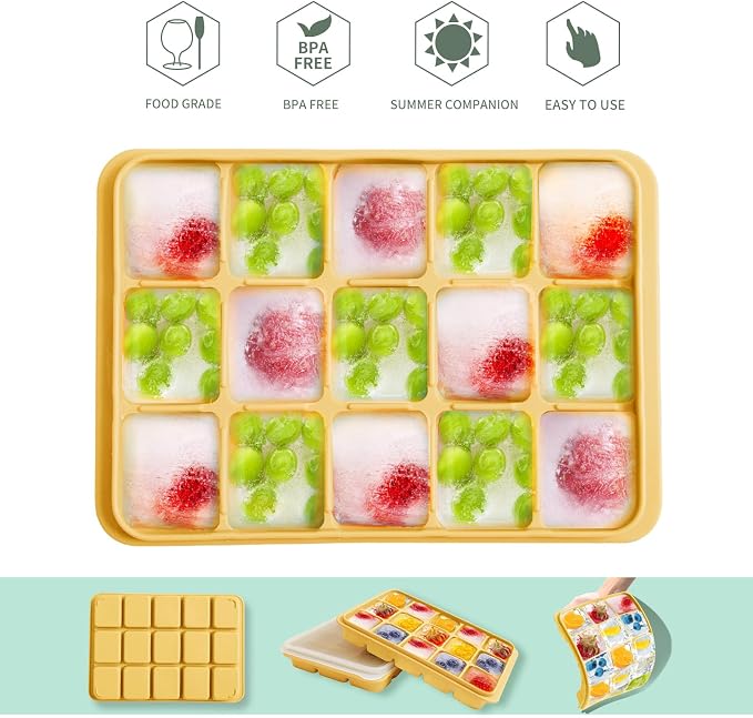 Tvmania Ice Cube Trays Set of 2, 15-Cube Silicone Molds - Image 4