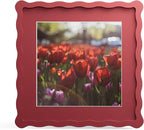 10x10 Picture Frame with Mat for 8x8, Wavy Edge Wooden Real Glass Photo Frame by THKRLOF