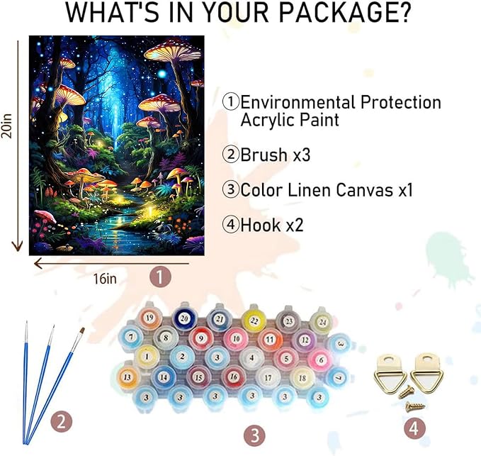 xackcme Mushroom Paint by Numbers - Image 2