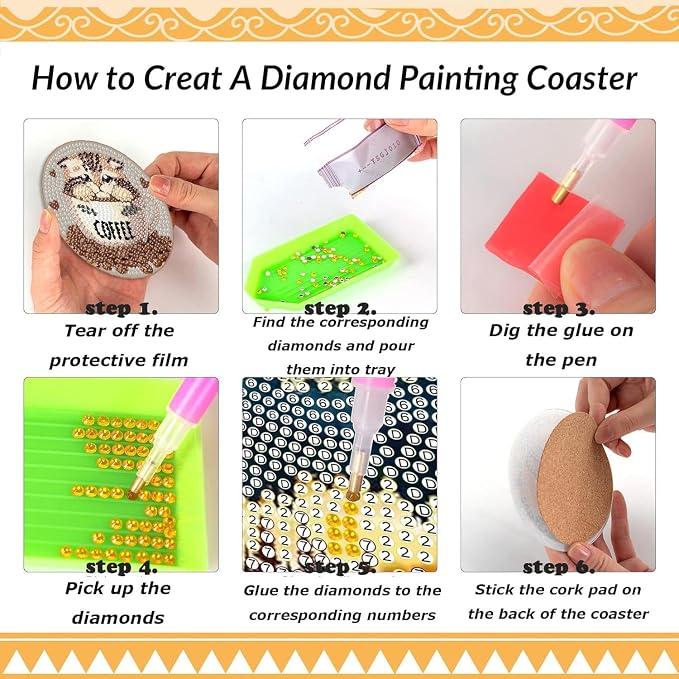 Clendo 8 PCS Diamond Art Coasters - Image 5
