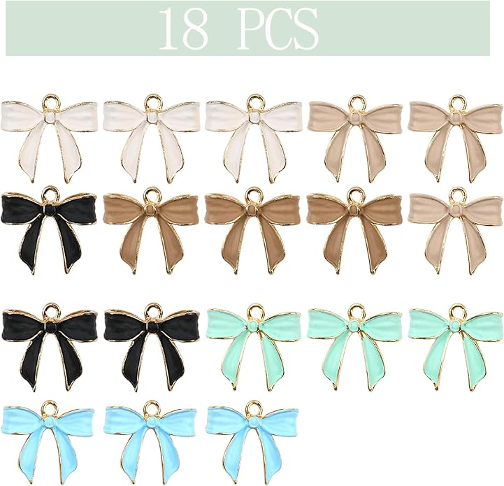 Bow Charms for Bracelet Jewelry Making Cute Bracelet Charms | 18Pcs, Bow Charms - Image 2
