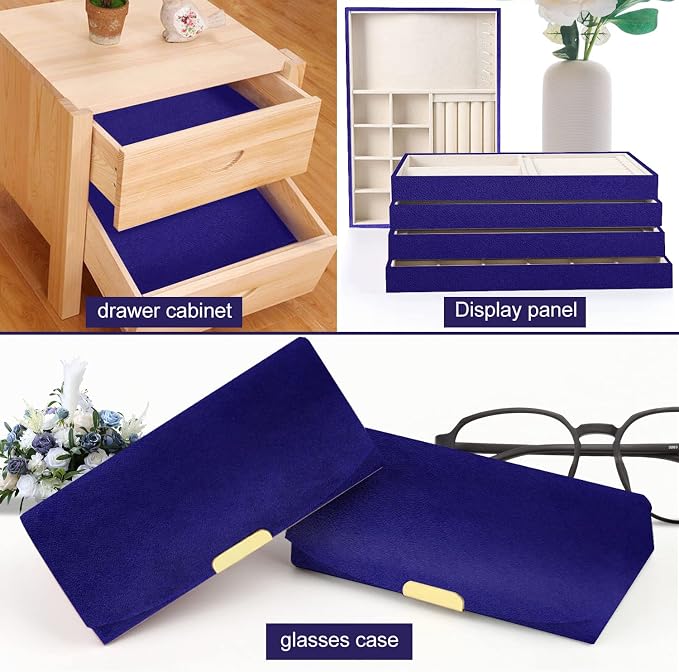 Removable Velvet Fabric Self Adhesive Felt Fabric Liner Blue Velvet Drawer Liner - Image 5