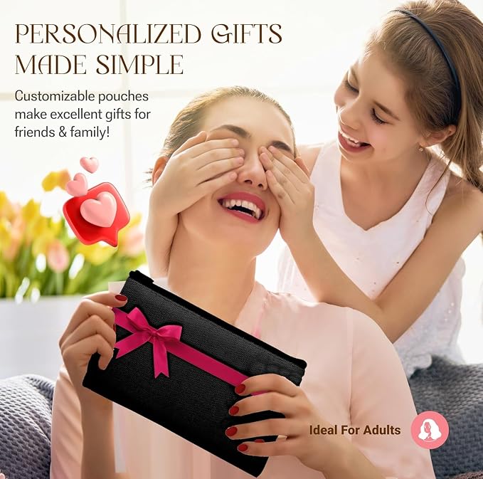 40 PCs 8.3x4.7 Black canvas Zipper Pouch, Makeup Bags Bulk Pencil Pouch - Image 6