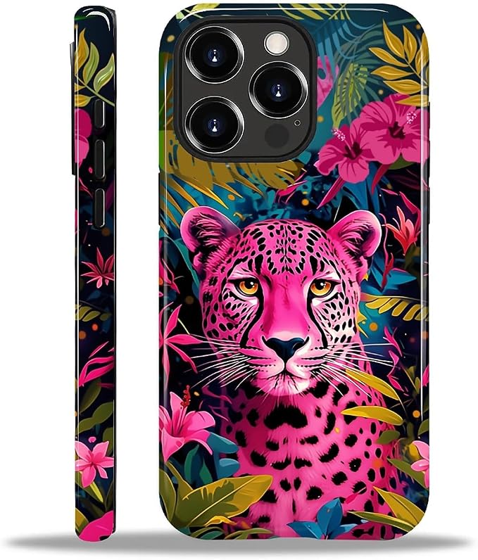 ZHEGAILIAN Case for iPhone 15 Pro, Panther Leopard Flower Durable Shockproof by Home