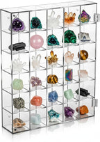 Adjustable Rock Display Case, 30 Grid Clear Acrylic Crystal Display Case by Unknown