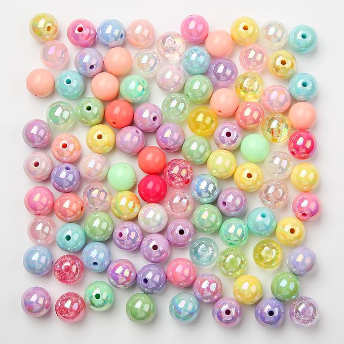 16mm Color Acrylic Beads 100pcs Cute Candy Colors Spacer Beads Loose Beads - Image 4