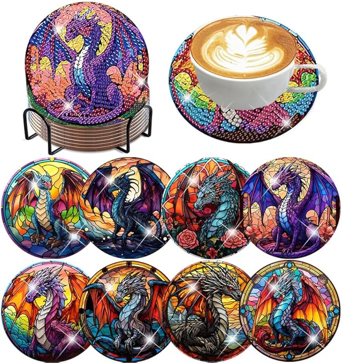 ijbnhd 8 PCS Diamond Art Coasters Kits by ijbnhd