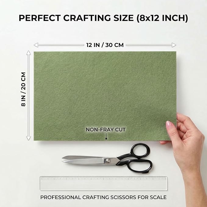 Sage Green Felt Fabric Sheets Stiff 20 Pcs 8" X 12", 1mm Thick Assorted Color - Image 2