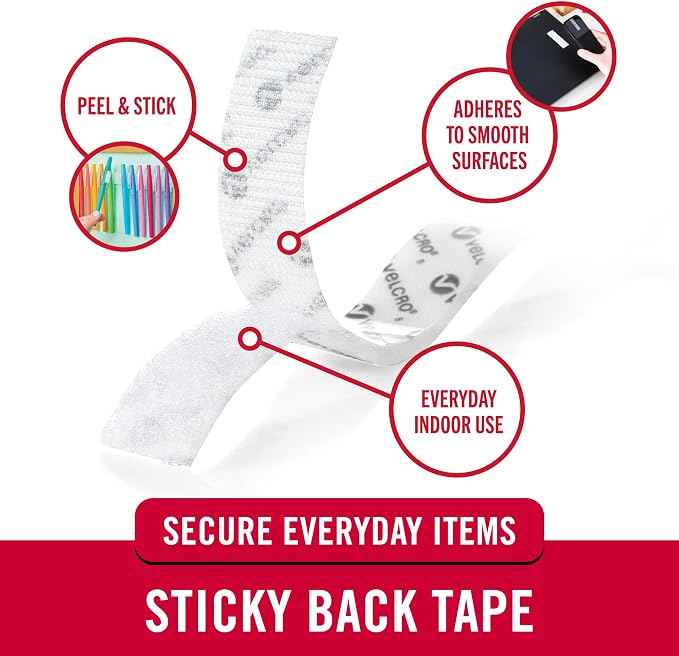 VELCRO Brand - Sticky Back Tape Bulk Roll | 50 ft x 3/4 in | White | Cut Hook - Image 2
